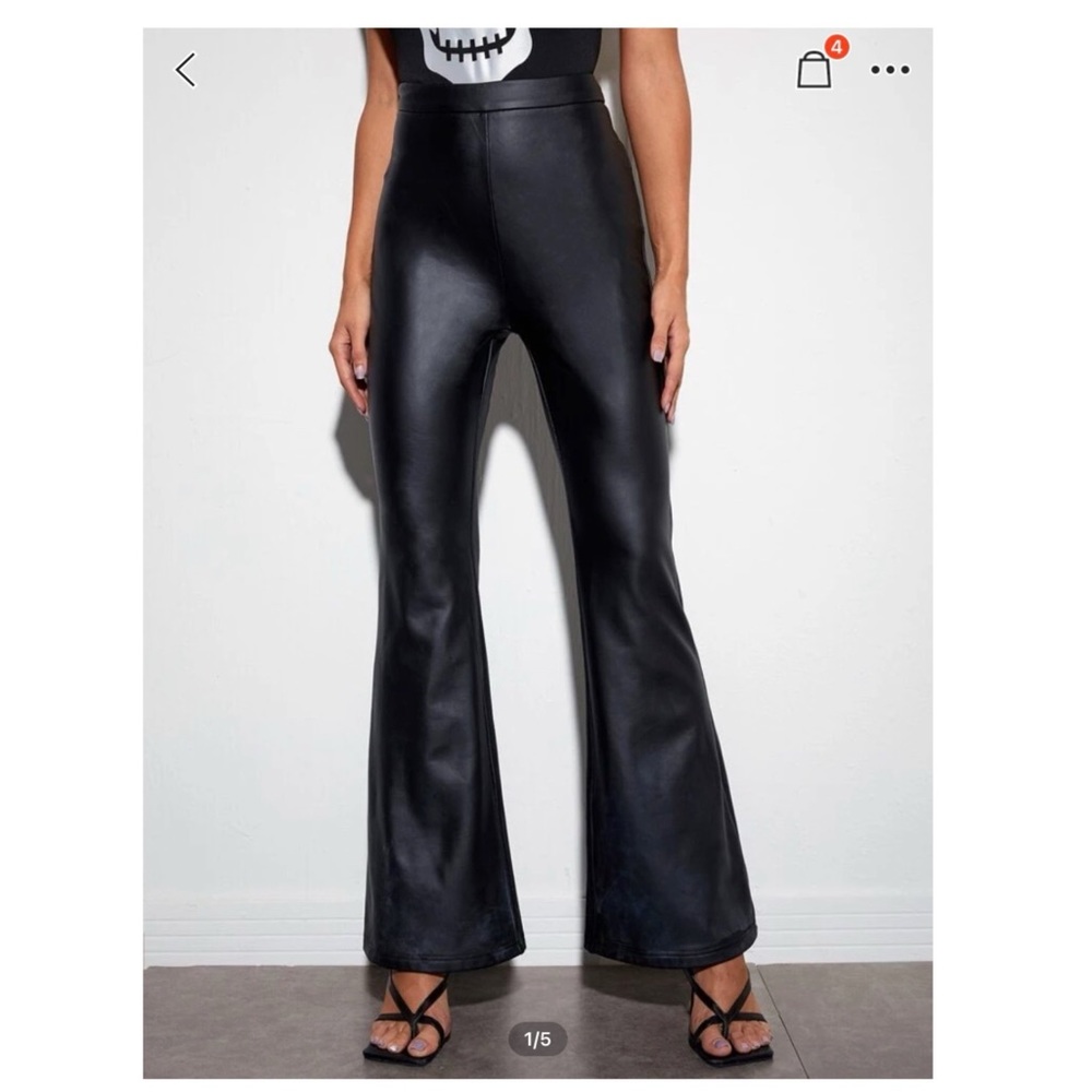 SHEIN Zipper Side Flare Leg PU Leather Pants Sz XL